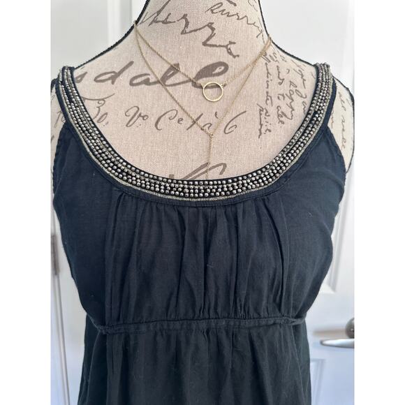 Free People Women’s sz M Black Beaded Toe Tank Top Backless 100% cotton - Picture 9 of 11